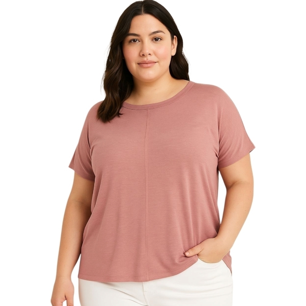J.Jill Wearever Collection Boxy Tee Top Size Large Dusty Rose Pink Stretch